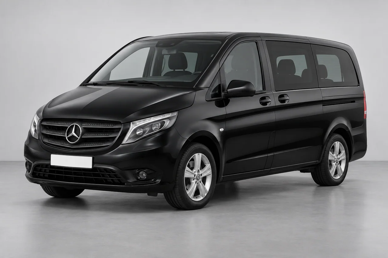 Black Mercedes-Benz passenger van