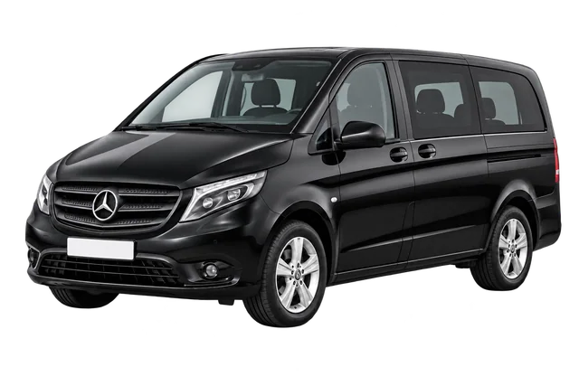 Black Mercedes-Benz passenger van